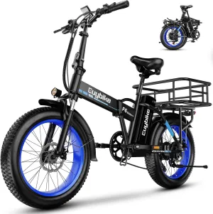 1000W Folding Electric Bike,48V 20AH Removable Battery E Bike,30 MPH,80 Miles Max Range Electric Bike for Adults,20" Fat Tire Foldable ebike,Adult Electric Bicycle for Commute Beach Snow