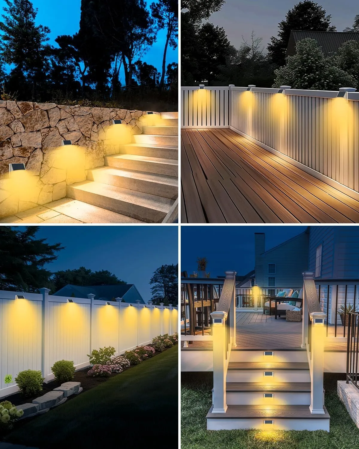 12 Pack Solar Lights Outdoor Motion Sensor, Waterproof Fence Lights with 3 Lighting Mode, Warm White LED Deck Lights for Outside Wall Yard Steps Stairs Garden - White