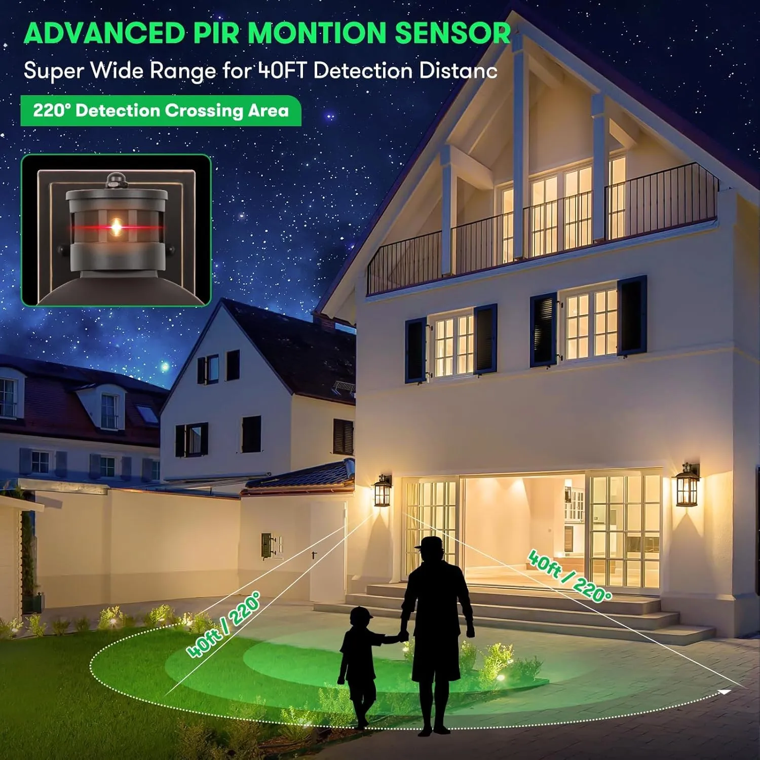 13in Motion Sensor Porch Lights, Anti-Rust 100% Aluminum Dusk to Dawn Outdoor Light Fixtures, Exterior Wall Lanterns Sconce Lighting Brown, Outside Lights for House Wall Mount for Entryway Garage