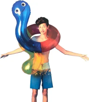 1616Holdings Gummy Worm - Inner Tube Pool Blow Up Float - Inflatable - 39 inch by 29 inch, Large, Red Blue Yellow