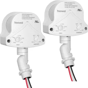2 Pack 240-Degree Replacement Motion Detector, Adjustable Delay Time & Detection Sensitivity Up to 60 Feet Range, 3 Working Modes Pir Motion Sensor for Security Floodlight, White, UL Listed