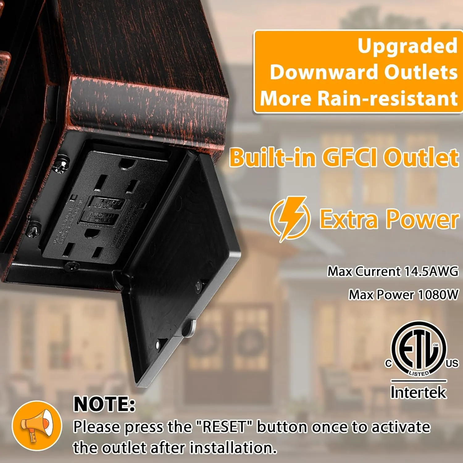 2 Pack Porch Lights with GFCI Outlet, Black & Bronze Gold Dusk to Dawn Motion Sensor Outdoor Light, 3-Mode Wall Exterior Lighting Fixture,Waterproof Outside Lights Sconce for House Front Door