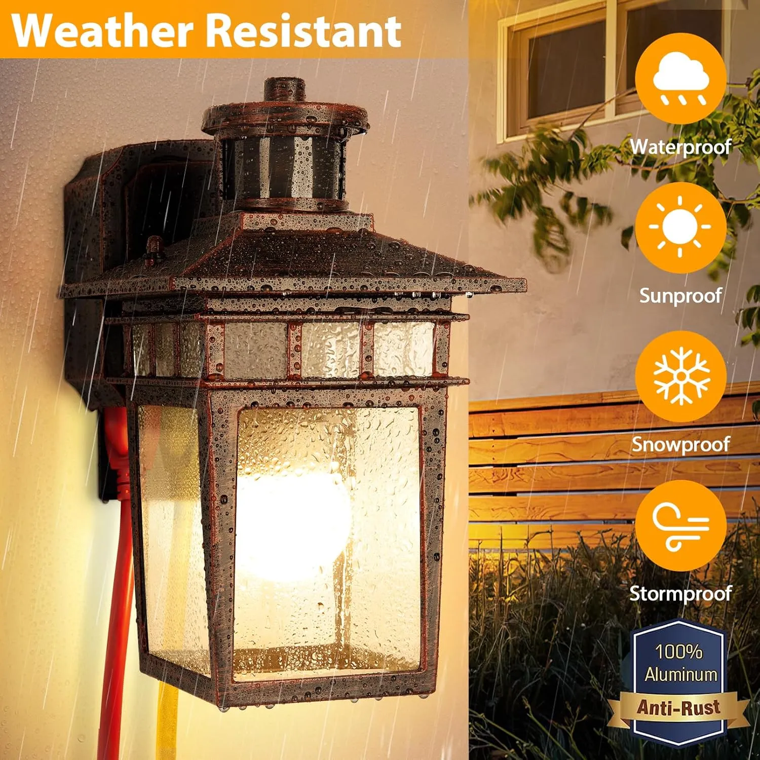 2 Pack Porch Lights with GFCI Outlet, Black & Bronze Gold Dusk to Dawn Motion Sensor Outdoor Light, 3-Mode Wall Exterior Lighting Fixture,Waterproof Outside Lights Sconce for House Front Door
