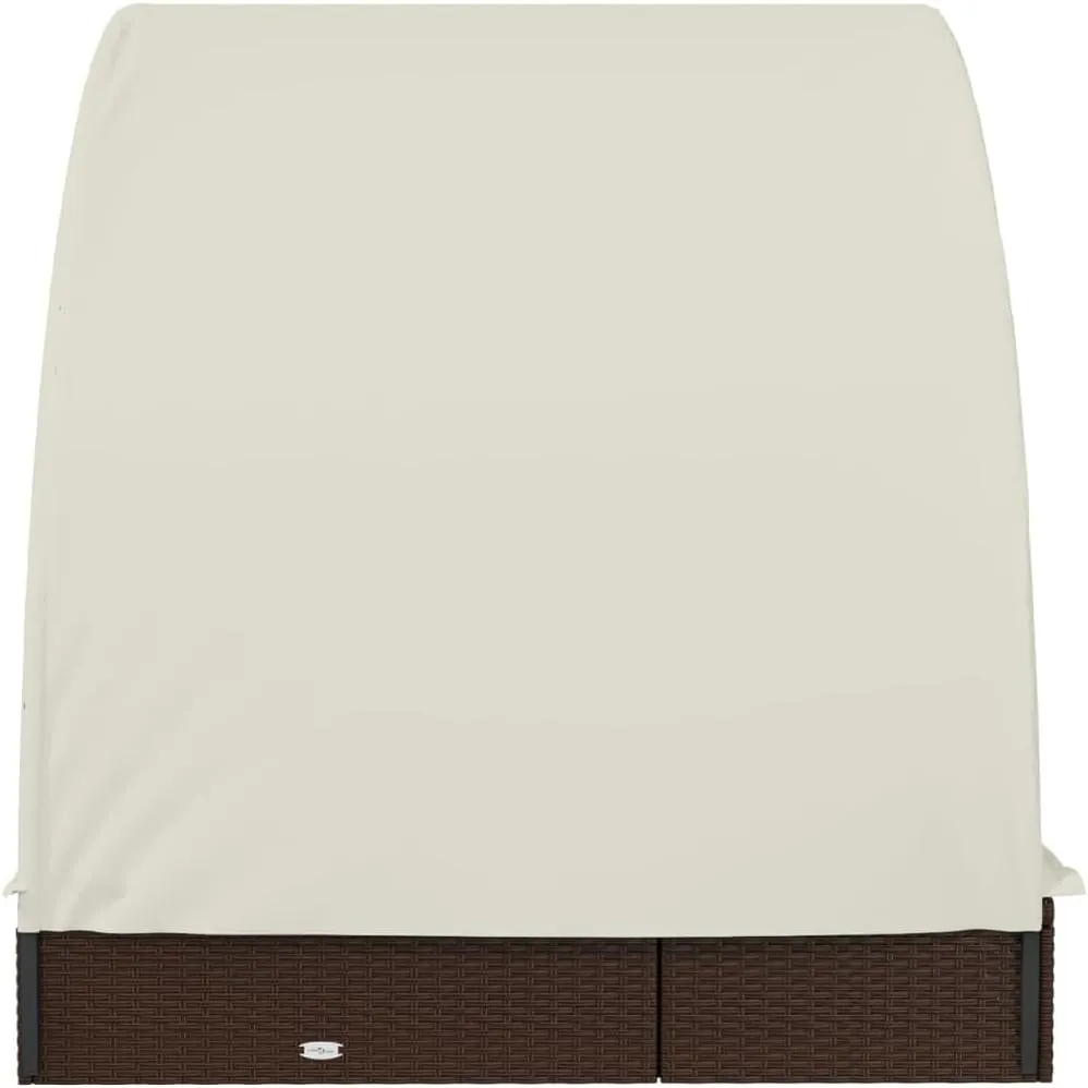 2-Person Sunbed with Round Roof Brown 83.1"x44.1"x55.1" Poly RattanLuxury Sun Loungers with Adjustable Backrest and Cushioned Seat