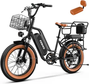 2 Seater Electric Bike, 48V 20AH(𝟗𝟔𝟎𝐖𝐇) Large Removable Battery, 𝟏𝟑𝟎𝟎𝐖 Peak Motor, 20"x 4.0" Fat Tire Ebike for Adults, 80 Miles Max,30 MPH, City Couple E Bike,with Folding Basket