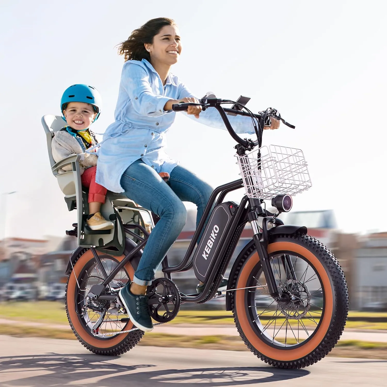 2 Seater Electric Bike, 48V 20AH(𝟗𝟔𝟎𝐖𝐇) Large Removable Battery, 𝟏𝟑𝟎𝟎𝐖 Peak Motor, 20"x 4.0" Fat Tire Ebike for Adults, 80 Miles Max,30 MPH, City Couple E Bike,with Folding Basket