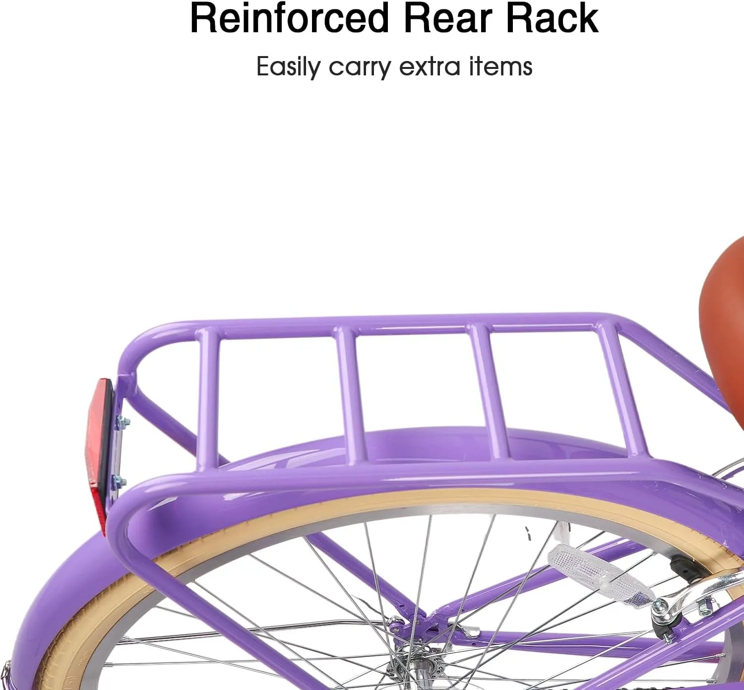 20 24 26 Inch Beach Cruiser Bike, 6-Speed Hybrid City Bicycle for Girls Youth and Over 6 Years Old, Missy Bike with Wicker Basket & Lightweight, Multiple Colors