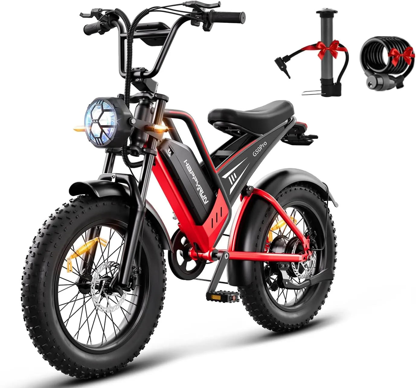 2000W Electric Bike for Adults, 48V 25Ah Removable Battery, Up to 35MPH and 75  Miles Range, 7-Speed Transmission, 20" Fat Tires Ebike, 3-Pedal-Assist Levels (G50Pro)
