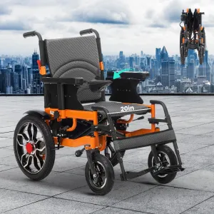 20”Widen Seat Foldable Electric Wheelchair for Adults,20 Miles Travel Range Intelligent Power Wheelchair Lightweight All Terrain Motorized Wheelchair for Seniors -Airline Approved-Ships from USA