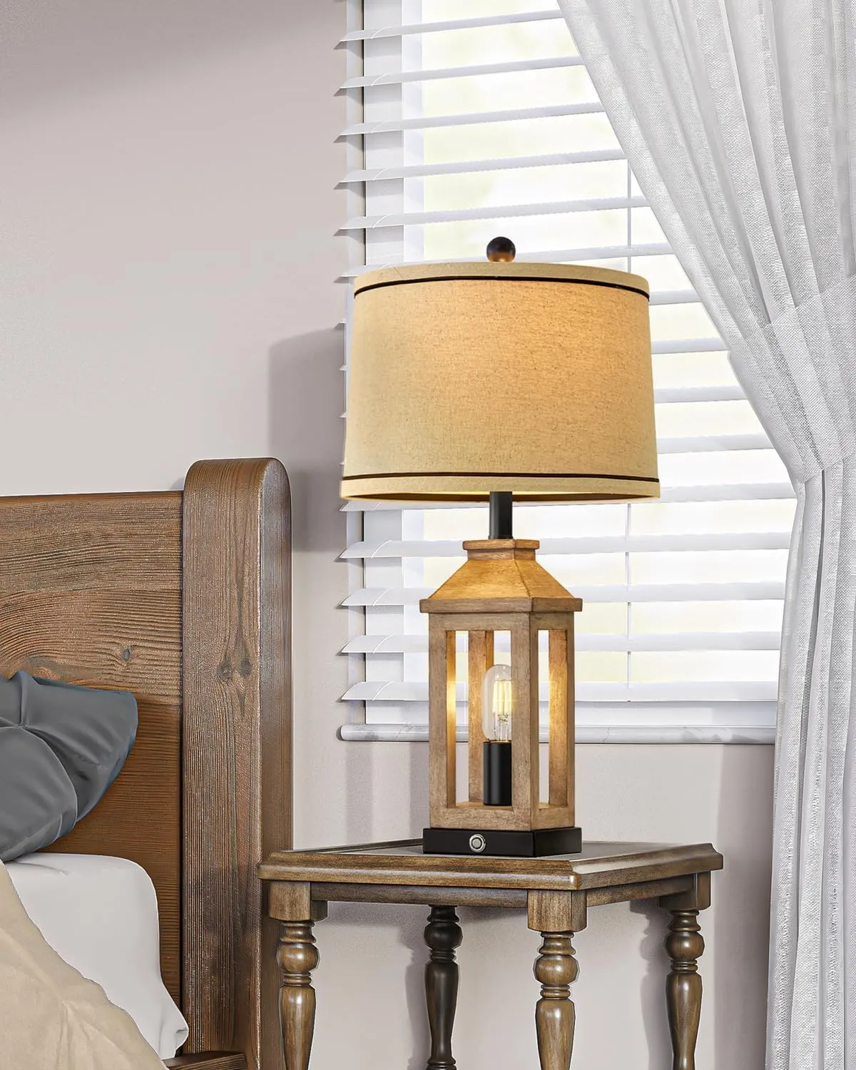 23.75" Farmhouse Table Lamps USB A C Charging Ports 3-Way Dimmable Touch Control Lamp Nightlight Vintage Modern Lamp for Living Room Bedroom with 2 Light Sources
