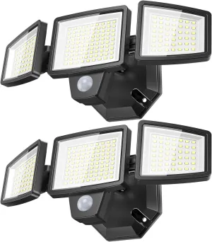 2Pack 65W LED Security Light Motion Sensor Outdoor Lights, 6500LM 3 Head LED Flood Lights Outdoor 6500K , IP65 Waterproof, Dusk to Dawn Flood Light, Motion Detected Lights for Outside Garage Yard