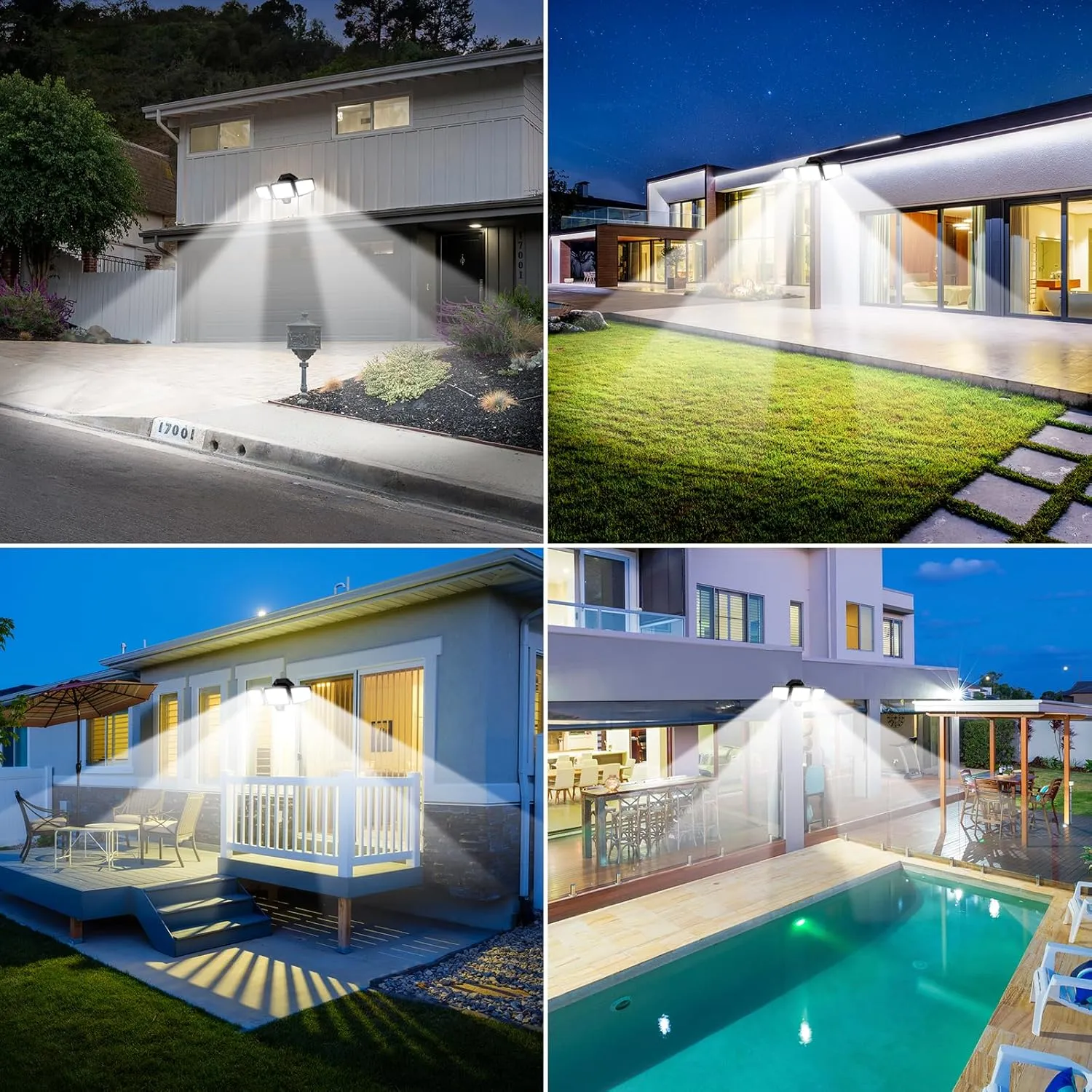 2Pack 65W LED Security Light Motion Sensor Outdoor Lights, 6500LM 3 Head LED Flood Lights Outdoor 6500K , IP65 Waterproof, Dusk to Dawn Flood Light, Motion Detected Lights for Outside Garage Yard
