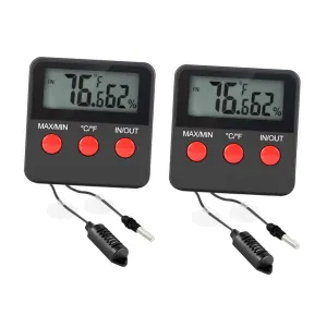 2Sets Digital Hygrometer Thermometer for Reptile Tanks Accurate Temperature Humidity Monitor for Indoor Use for Egg Hatching and Reptile Care