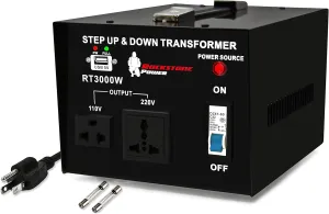 3000 Watt Voltage Converter Transformer - Heavy Duty Step Up/Down AC 110V/120V/220V/240V Power Converter - Circuit Breaker Protection – DC 5V USB Port - CE Certified [3-Year Warranty]