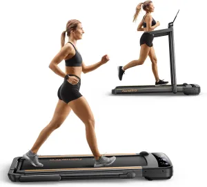 3.0HP Foldable Compact Treadmill,2 in 1 Walking Pad & Jogging Machine for Home/Office,Dual LED Touch Screens Folding Under Desk Motorized Treadmills 265lbs, App& Remote Control,Assembly-Free