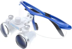 3.5X 420mm Binocular Loupes Medical Optical Glass Magnifier Medical Operation Loupe with Box Storage (Blue)