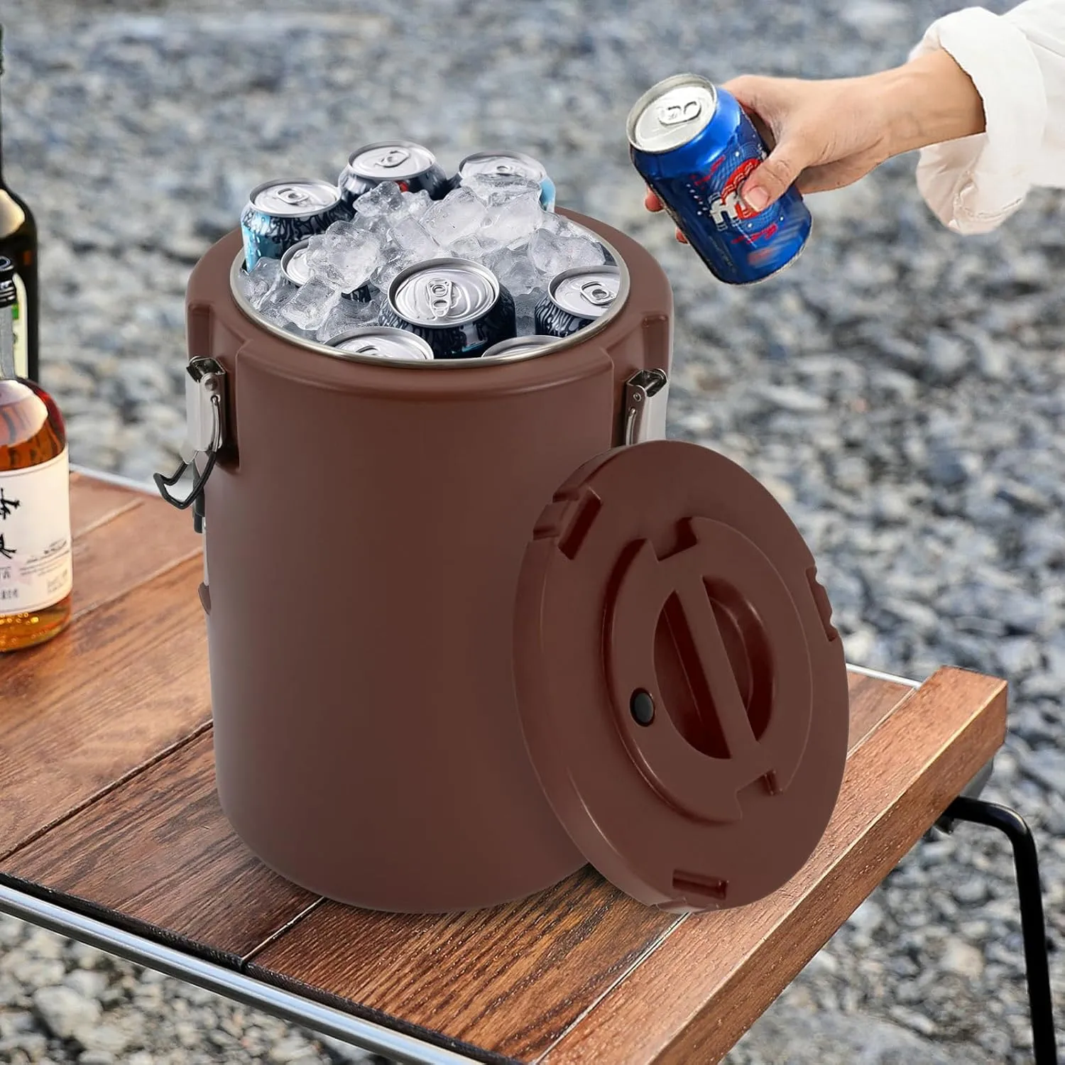 4 gal Deep Freeze Cooler, Insulated Drink Cooler- 48H Cold Insulation, 12H Warm Insulation, Portable Sports Cooler Water Beverage Dispenser for Beach, Picnic, Camping, Tailgating