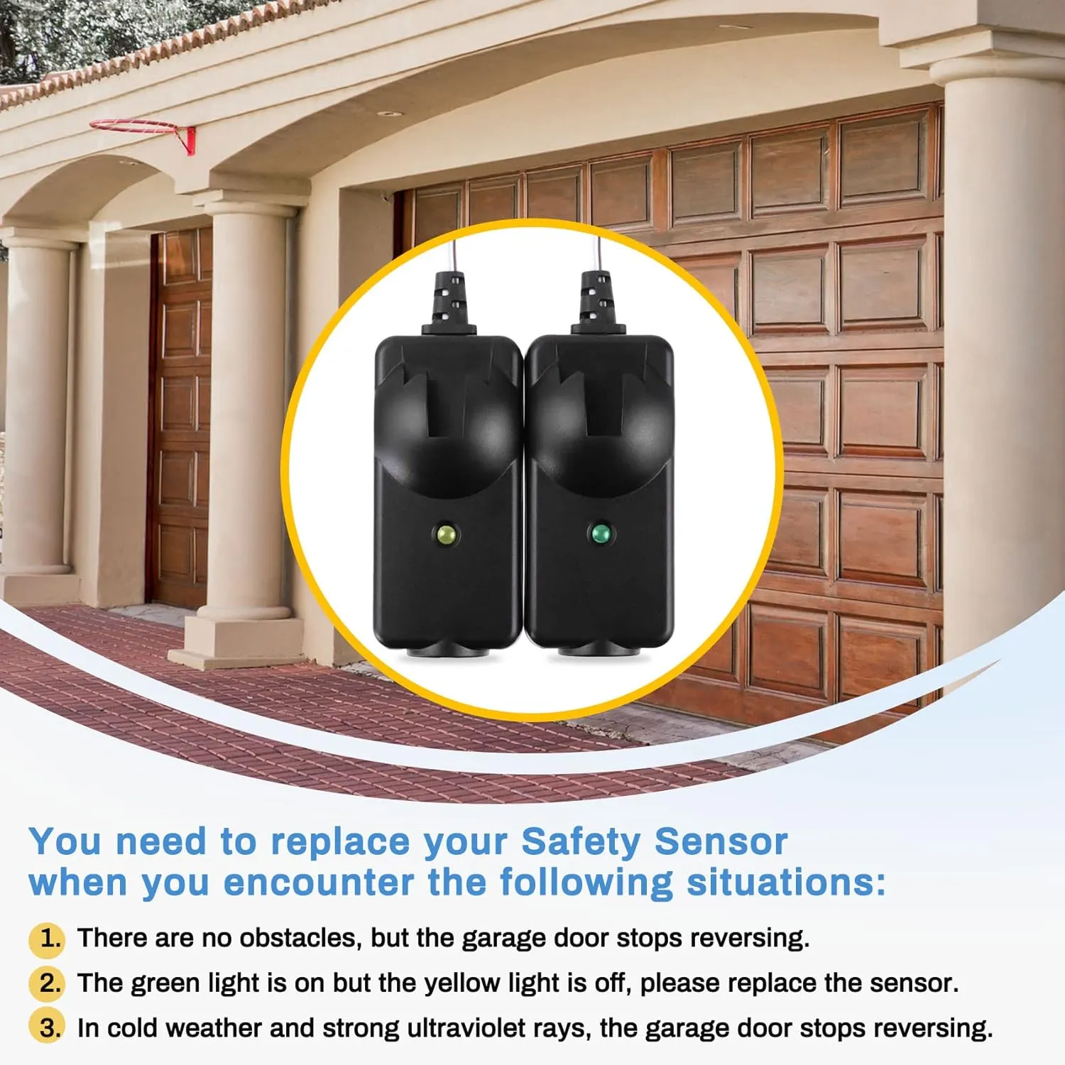 41A5034 Safety Sensor Kit, Replacement for Craftsman/Chamberlain/Liftmaster Garage Door Sensor, Compatible with Liftmaster/Chamberlain/Craftsman Garage Door openers Made After 1997