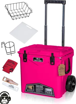 45QTW Cold Bastard Rugged  Pink NEON Large Wheels Best Premium Ice Chest Cooler Accessories Free S&H