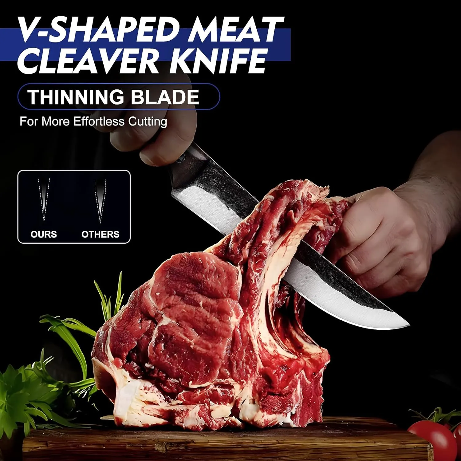 4PCS Hand Forged Butcher Knife Set - Slicing Knife,Boning Knives, Dividing Knives,Skinning Butcher Knives,High Carbon Steel Meat Cutting Knives for Home Kitchen & Outdoor