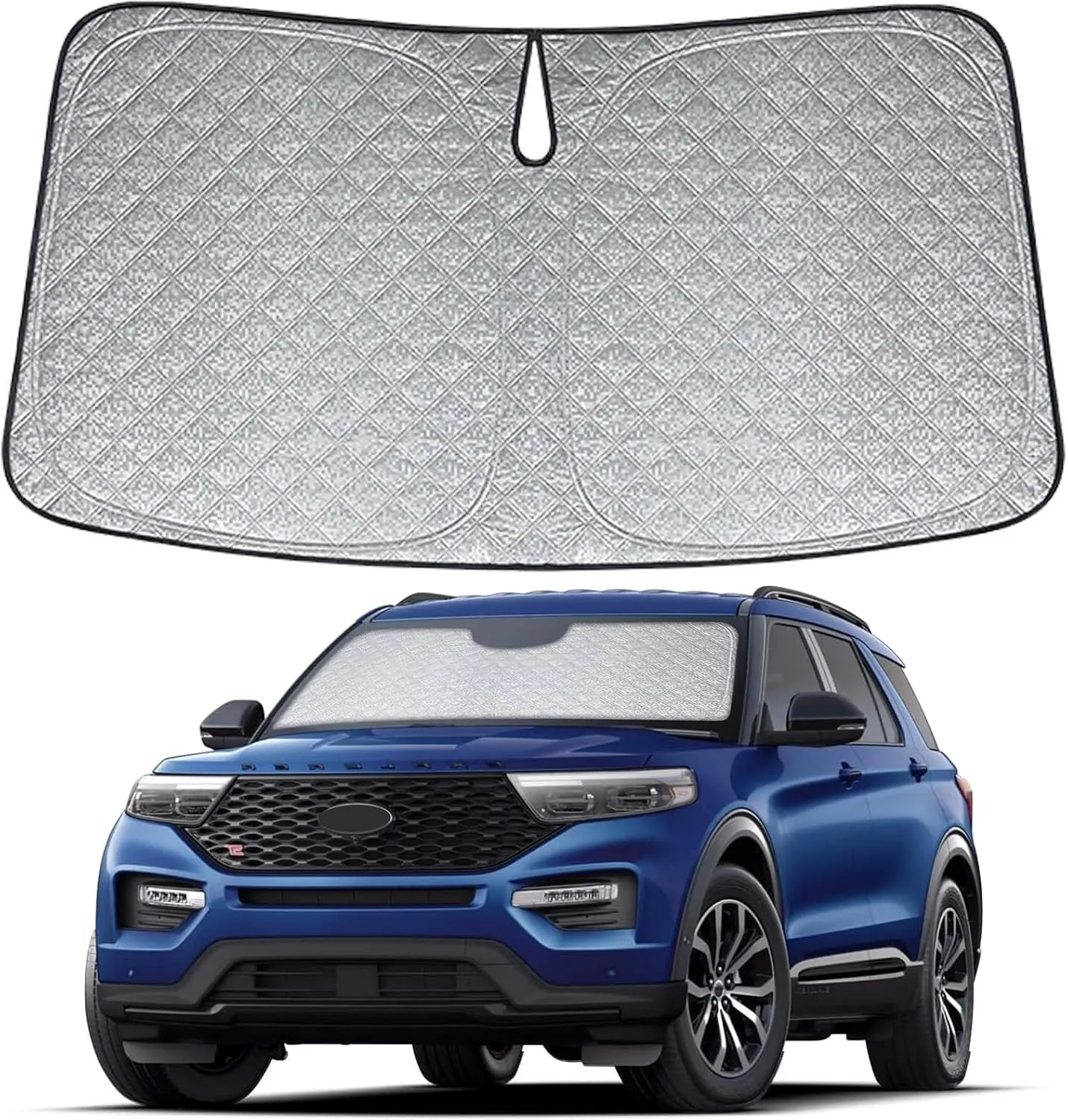 6 Layers Custom Fit Windshield Sun Shade for 2020-2024 Ford Explorer, Foldable Car Sunshade with Storage Bag, Heat Reflective & UV Protection