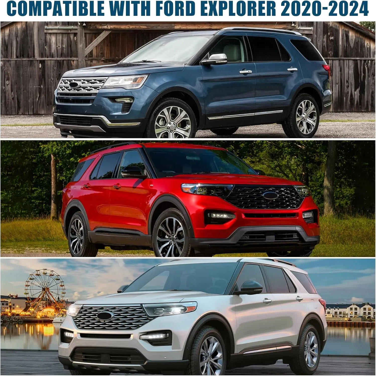 6 Layers Custom Fit Windshield Sun Shade for 2020-2024 Ford Explorer, Foldable Car Sunshade with Storage Bag, Heat Reflective & UV Protection