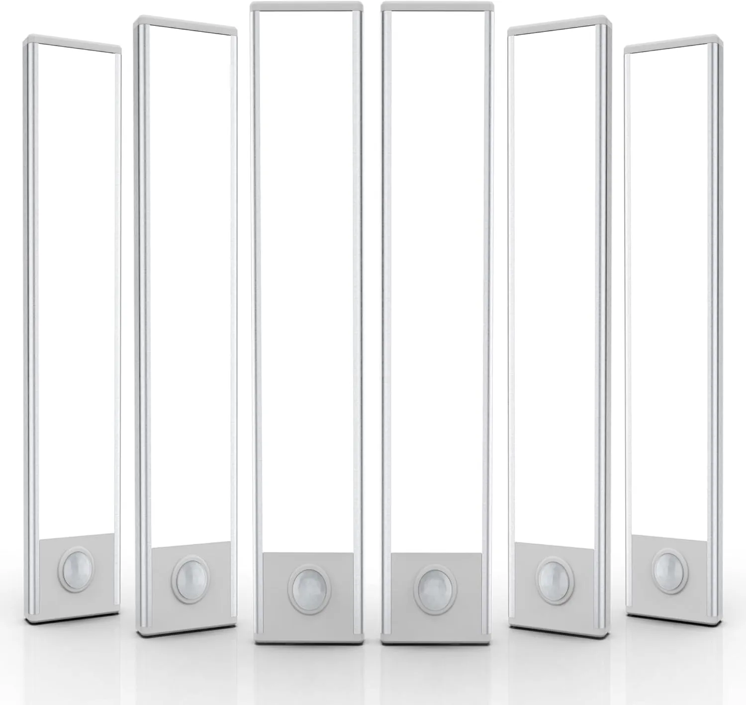 6 Pack Under Cabinet Lighting Wireless, 50 LED Rechargeable Battery Motion Sensor Light Indoor, Stick On Magnetic Closet Lights, Under Counter Lights for Kitchen, Stairs, White 12 in