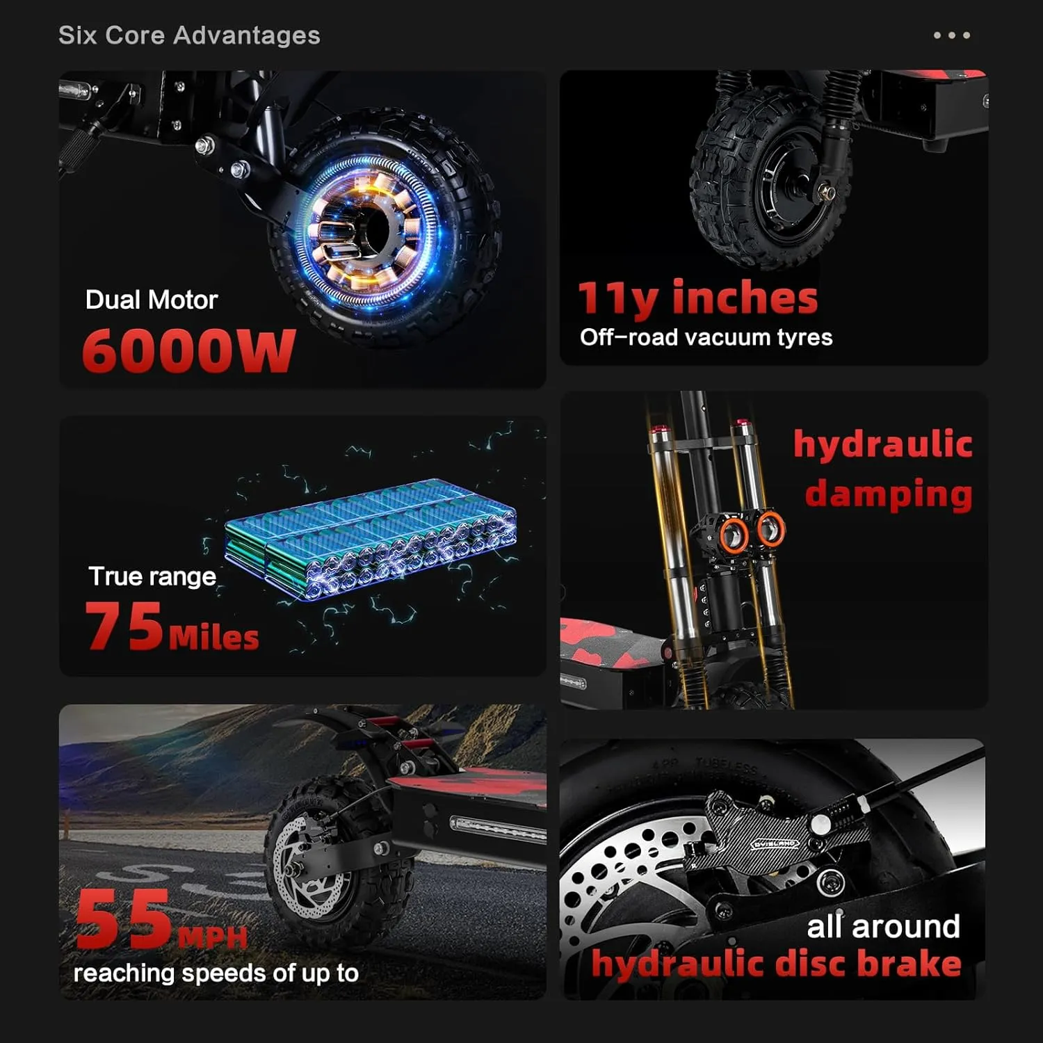 60V38Ah Battery，Fast Electric Scooter 11" All Terrain Tires 800lbs Max Load,NFC and Detached Seat，Foldable，Sport，Adults Electric Scooter 6000W Dual Motor Up to 55 mph, 80 Miles Range.