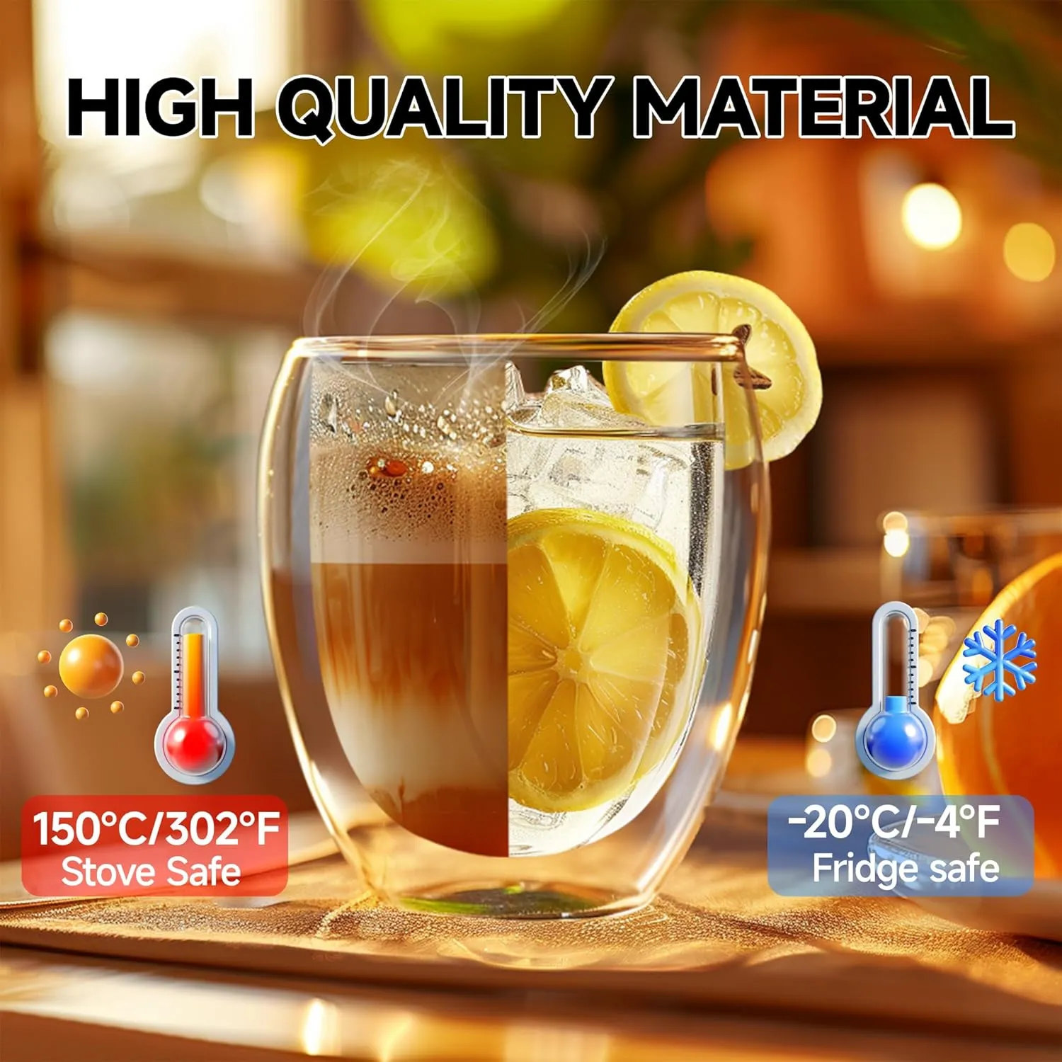 8 Ounces Set of 4 Double Walled Glass Coffee Mugs Insulated Layer Coffee Cups Borosilicate Glass Espresso Double Insulated Clear Glass Coffee Mug for Hot Beverages