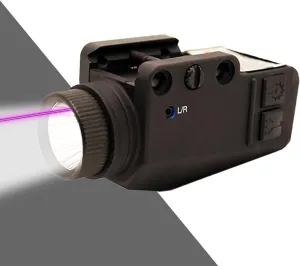 800 Lumens Compact Rail Green Beam and White LED Combo, USB Rechargeable Tactical Flashlight with Rail (Black) (Purple)