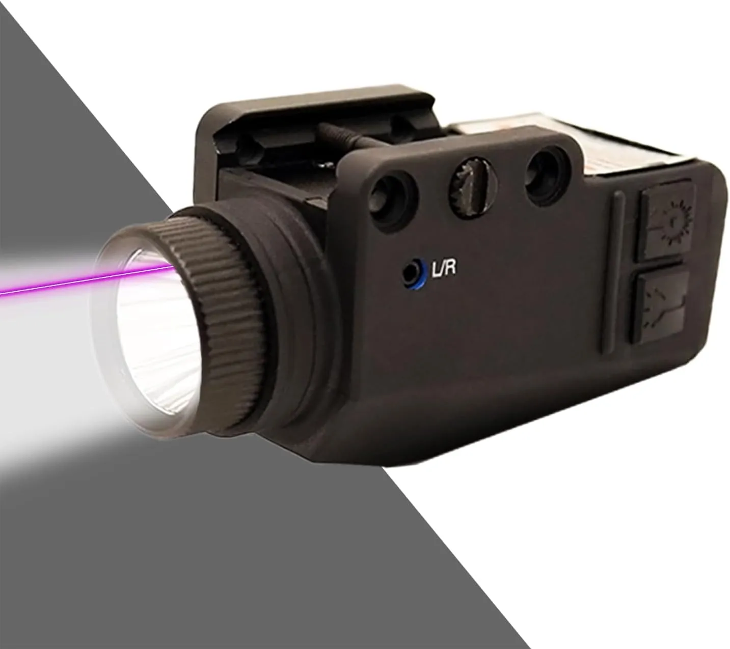 800 Lumens Compact Rail Green Beam and White LED Combo, USB Rechargeable Tactical Flashlight with Rail (Black) (Purple)