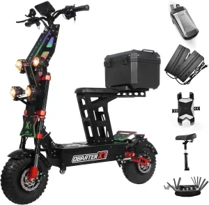 8000W Dual Motor Electric Scooter for Adults – 56MPH Speed, 90 Miles Range, 14" All-Terrain Tires, 60V 40Ah Battery | Foldable, LCD, LED Lights (60mph Model)