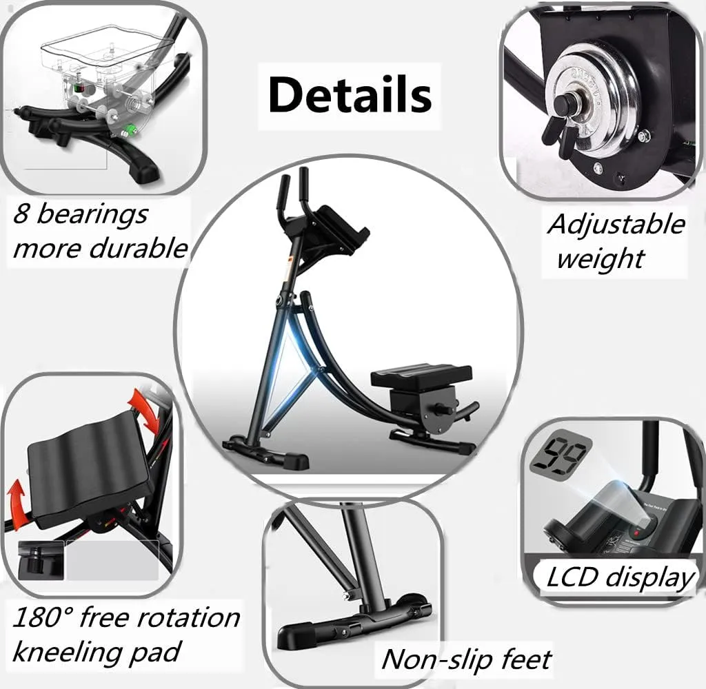 Ab Machine Adjustable Ab Workout Equipment, Abs Machine for Stomach Workout, Abdominal/Core Fitness Equipment For Home Gym,Strength Training Exercise Machine for Women and Men