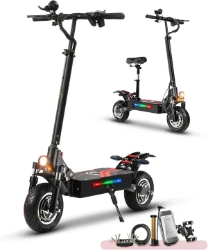Adult Electric Scooter, Dual Drive 3200 Watt Power, 43 mph Top Speed, 45 Mile Range, 10 Inch All Terrain Tyres, Commuter Scooter with Seat