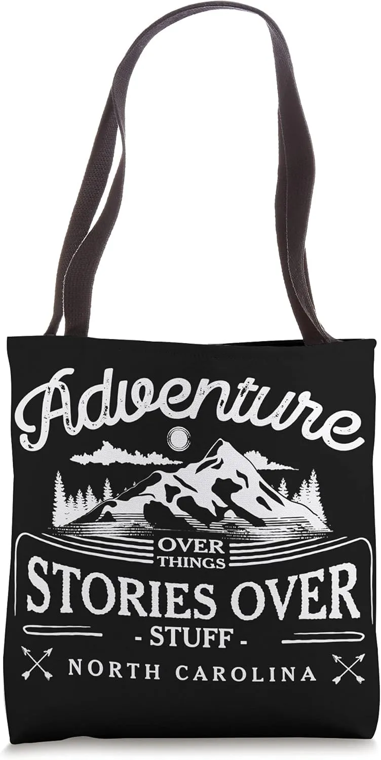 Adventure Over Things North Carolina Camping NC Camper Tote Bag