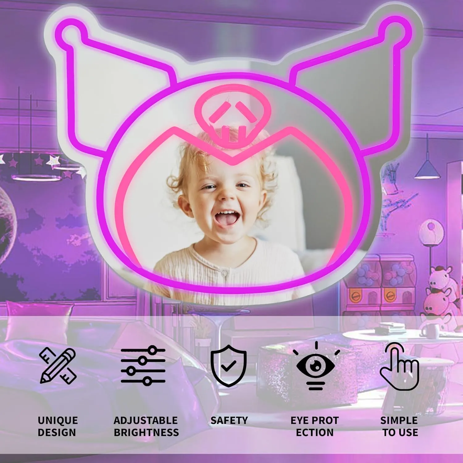 Anime Neon Sign Kawai Led Light Signs for Wall Decor Cute Light Up Signs Dimmable Led Neon Signs for Girls Boys Room Bedroom Personalized Birthday Christmas gift
