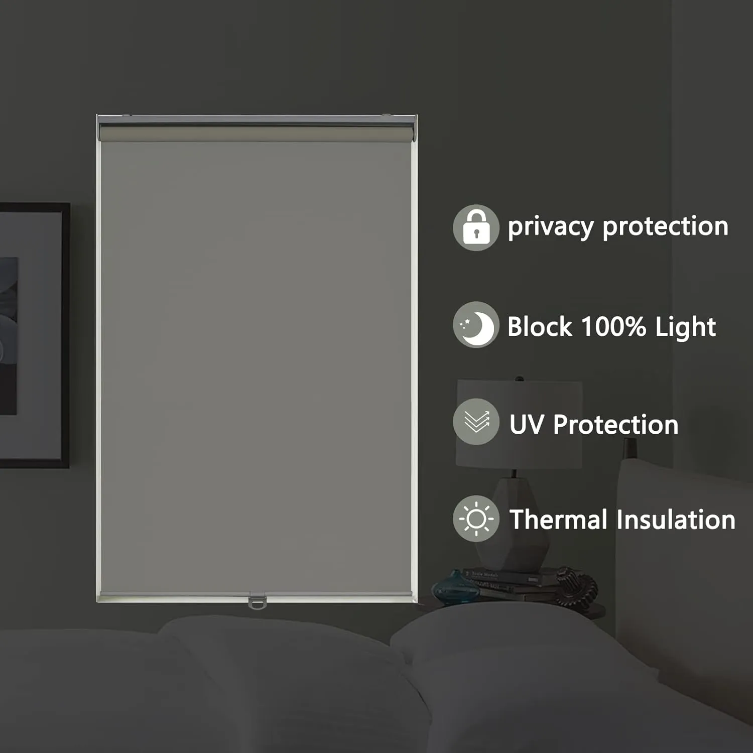 AOSKY Roller Window Shades Blackout Blinds for Windows Cordless Bedroom Shade Room Darkening Shades Door Blinds with Thermal Insulated Easy to Install for Home Office Bathroom W35 xL72 Ivory White