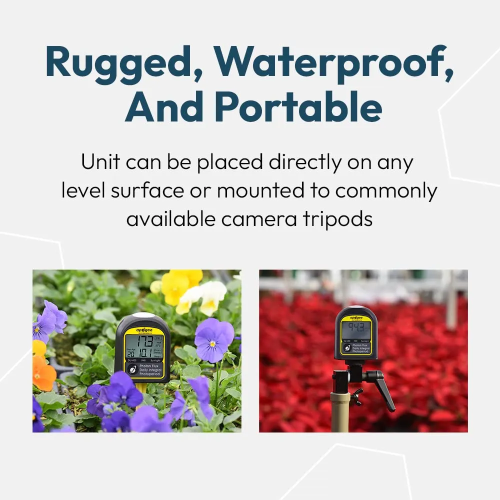 Apogee Instruments DLI-400 PAR, Daily Light Integral, and Photoperiod Meter - PAR 400-700 nm (Sunlight Only) Light Measurement Tool for Plants & Agriculture