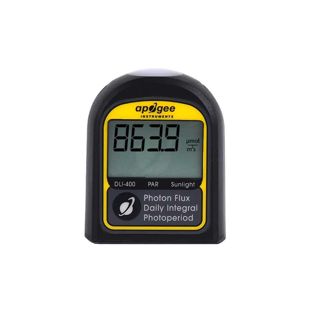 Apogee Instruments DLI-400 PAR, Daily Light Integral, and Photoperiod Meter - PAR 400-700 nm (Sunlight Only) Light Measurement Tool for Plants & Agriculture