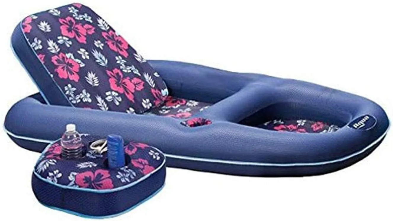 Aqua Campania Ultimate 2-in-1 Pool Float Lounge – Extra Large – Inflatable Pool Floats for Adults with Adjustable Backrest & Cupholder Caddy – Multiple Colors/Styles