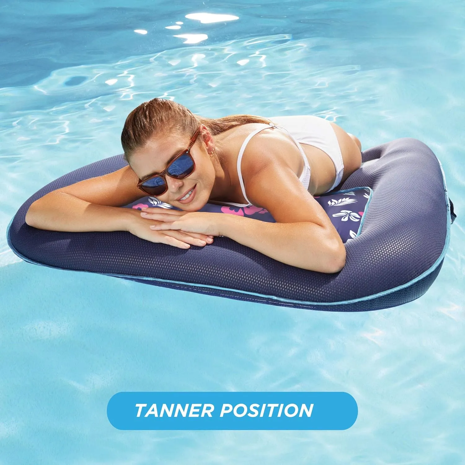 Aqua Campania Ultimate 2-in-1 Pool Float Lounge – Extra Large – Inflatable Pool Floats for Adults with Adjustable Backrest & Cupholder Caddy – Multiple Colors/Styles