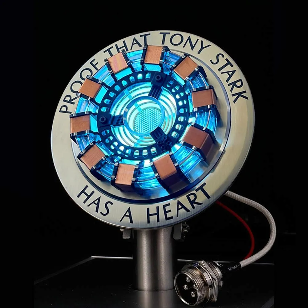 Arc Reactor MK1-1:1 Scale, DIY USB, LED Light, Vibration Sensor, No Assembly, Display Case Included Toy
