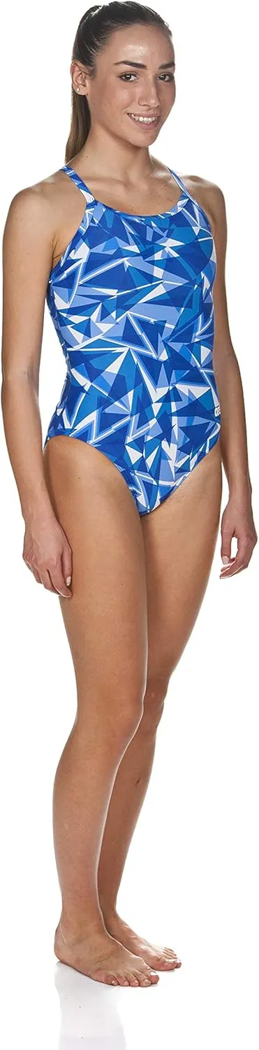 ARENA Women's Shattered Glass Light Drop Back MaxLife One Piece Swimsuit