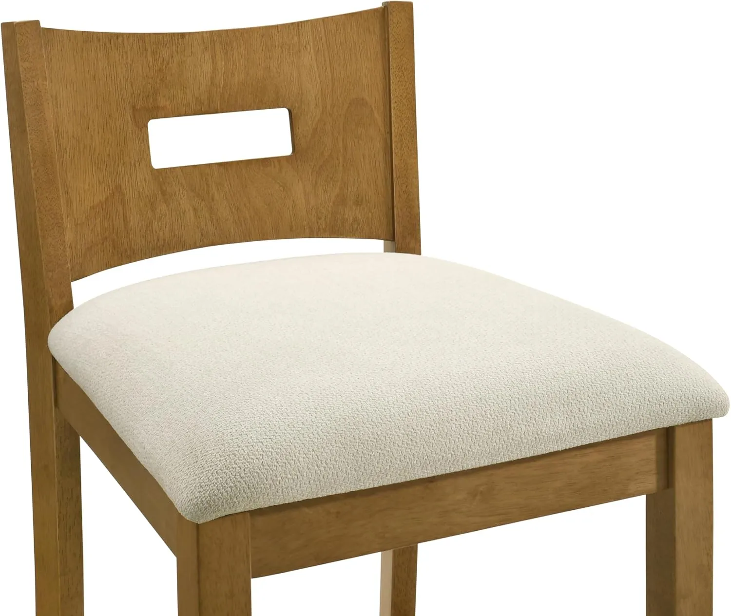 Armen living Ren 30 in. Amber Glow Bar Height Rubberwood Barstool with Ivory Fabric Seat