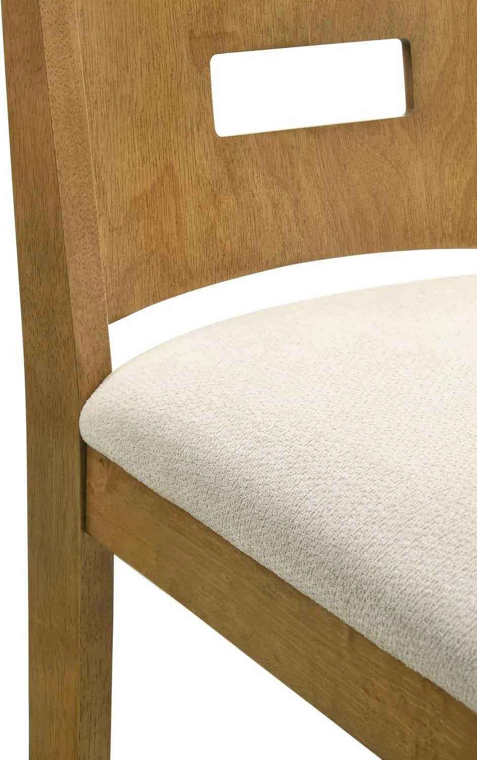 Armen living Ren 30 in. Amber Glow Bar Height Rubberwood Barstool with Ivory Fabric Seat