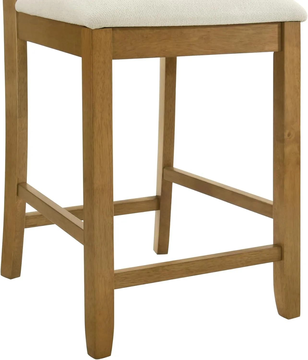 Armen living Ren 30 in. Amber Glow Bar Height Rubberwood Barstool with Ivory Fabric Seat