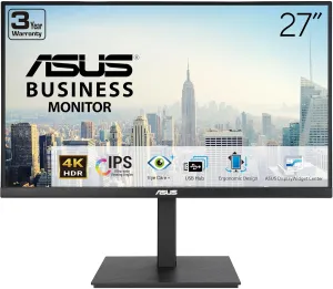 ASUS 27” 4K Business Monitor (VA27UQSB) - UHD (3840 x 2160), IPS, Frameless, HDR10, DisplayPort, Dual HDMI, Speakers, Eye Care, Ergonomic, pivot, swivel, height adjustable, DisplayWidget, 3yr warranty