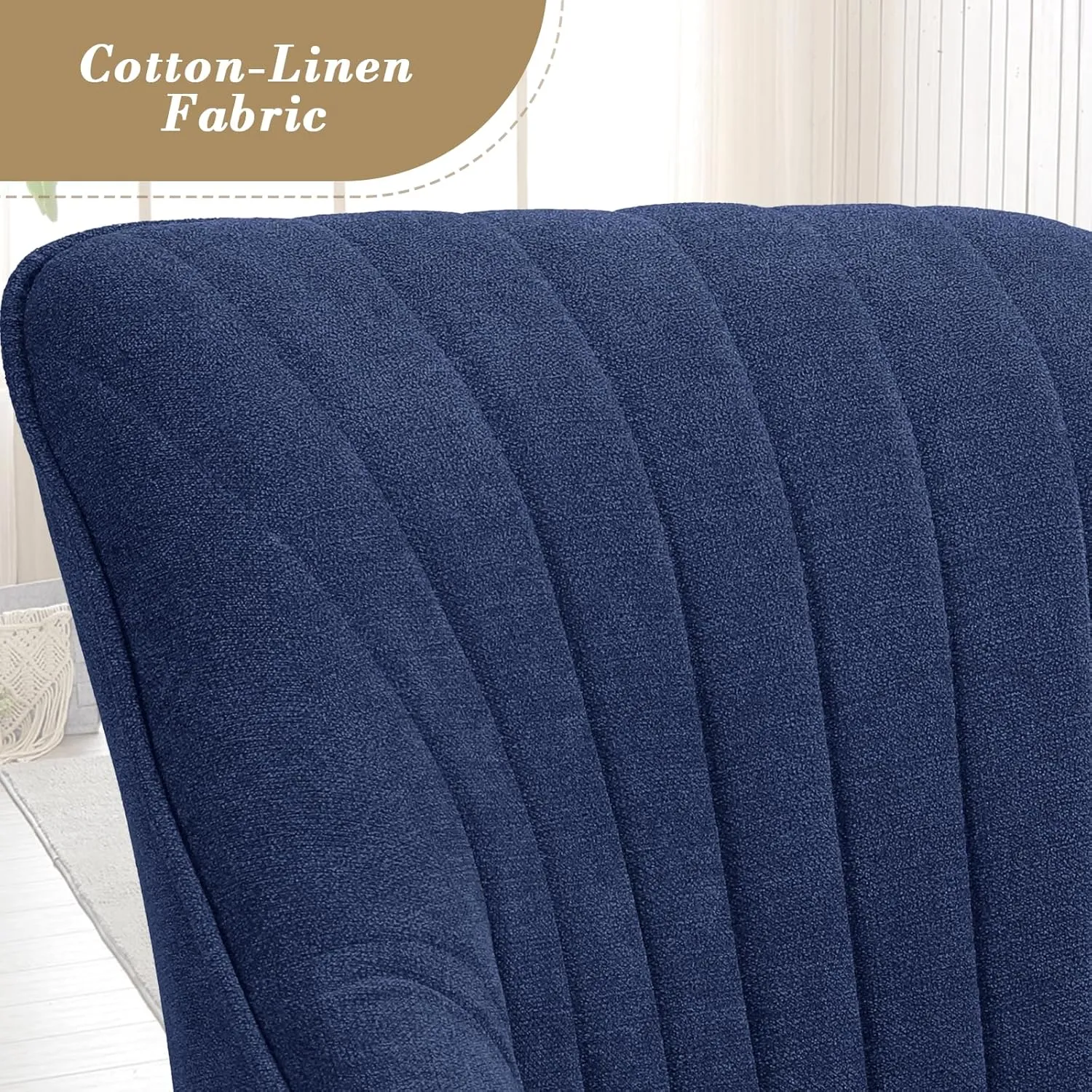 Athena Collection Modern Accent Chair, Comfy Swivel Reading Chair for Adults, Soft Upholstered Fabric Armchair with Wooden Legs for Living Room, Bedroom, Dorm, Office, Blue