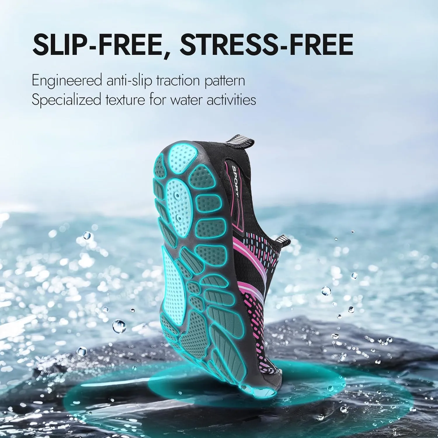 ATHMILE Hiking Barefoot Water Shoes for Women Men Beach Swim Aqua Pool River Quick Dry Athletic Wide Toe Outdoor Sport Kayaking Boating Rock Climbing Yoga Lake