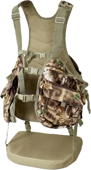 AUSCAMOTEK Camouflage Hunting Vest with Detachable Seat Cushion for Turkey Dove and Upland Bird Hunting